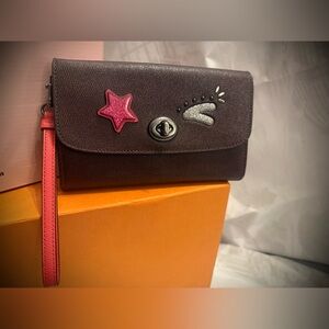 COACH EUC Wristlet with Pink and Silver Accents